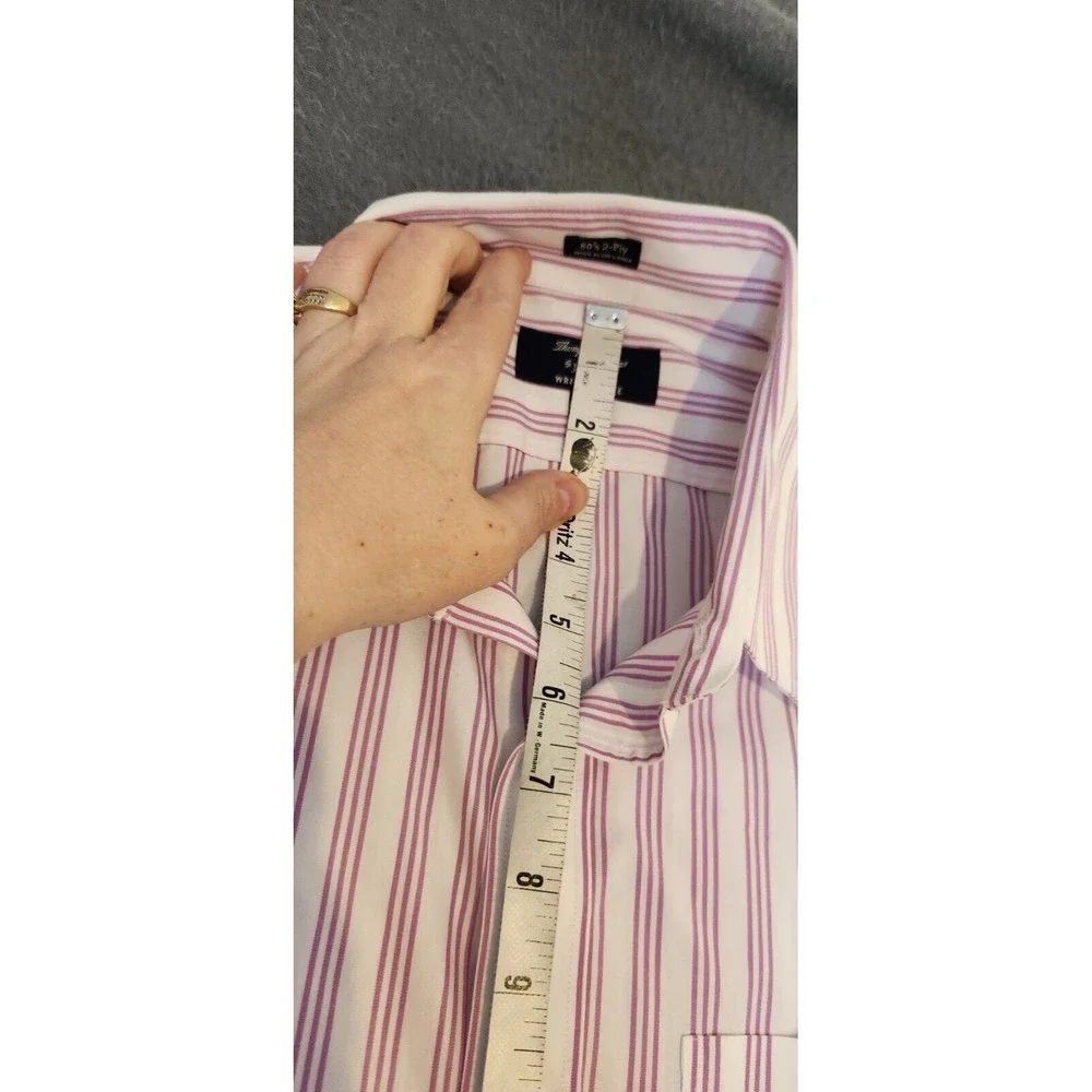 Thompson by J.Crew Wrinkle Free Dress Shirt‎ Men's Sz M Lilac Stripe Preppy
